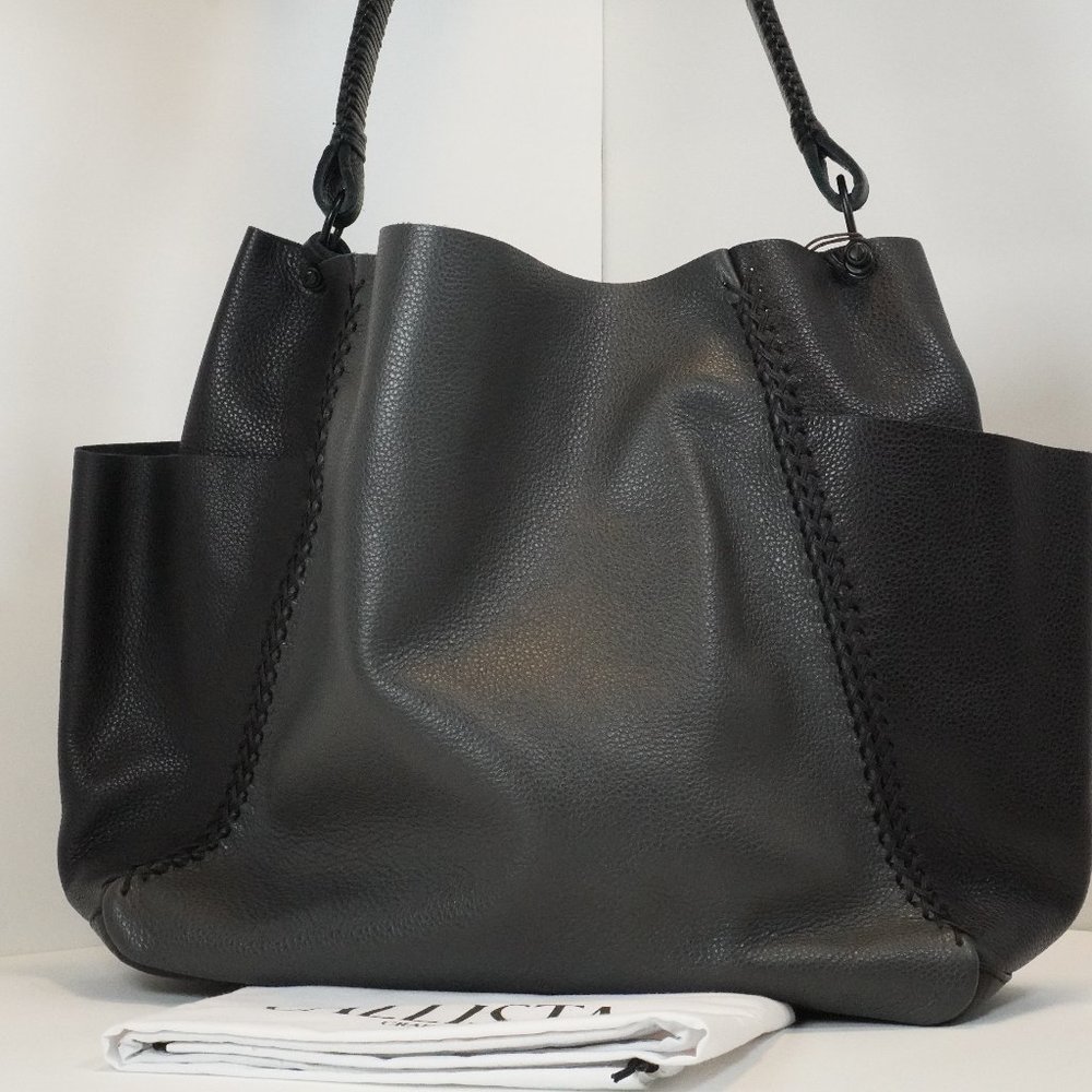 Callista Duo Leather Shoulder Bag Black/ Gray